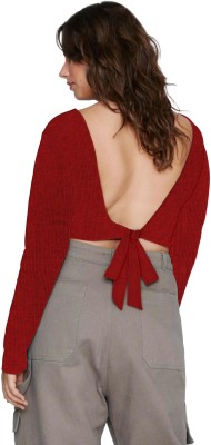 THE BLAZZE Casual Solid Women Red Top