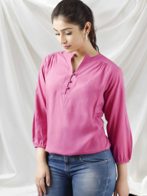 Himanc Enterprises Casual Solid Women Pink Top