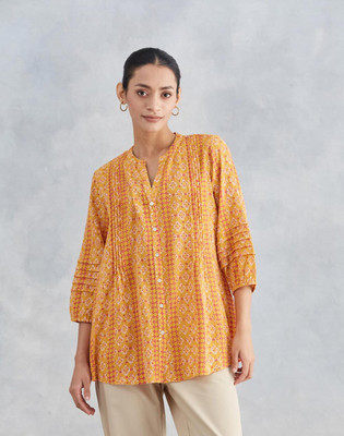 Fabindia Casual Printed Women Yellow Top