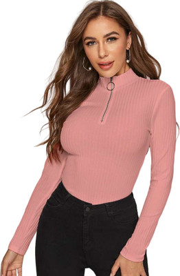 CRAMPLE Casual Solid Women Pink Top