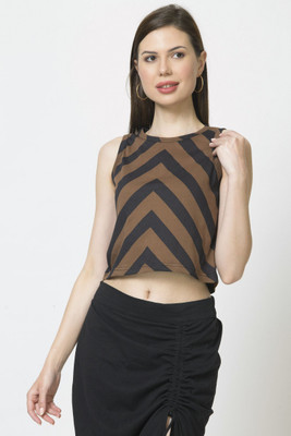 Styvibe Casual Printed Women Brown Top