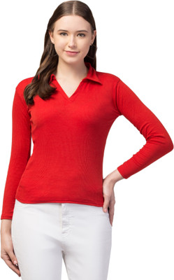 ASAD GARMENTS Casual Self Design Women Red Top