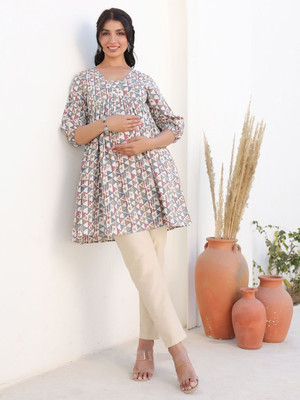 Janasya Casual Geometric Print Women Multicolor Top