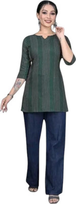 Rangrasiya Creation Casual Striped Women Green Top