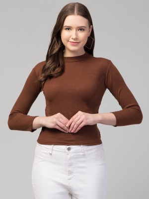 ASAD GARMENTS Casual Solid Women Brown Top