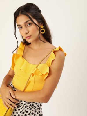 VENI VIDI VICI Casual Solid Women Yellow Top