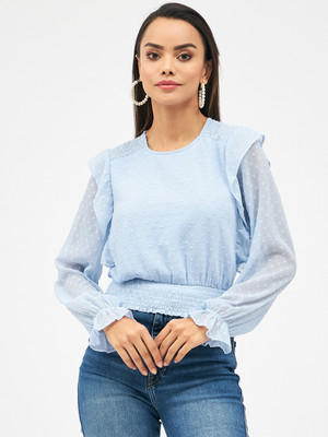 HARPA Casual Self Design Women Blue Top