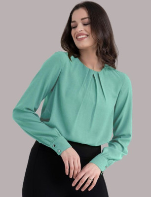 Mirana Casual Solid Women Green Top