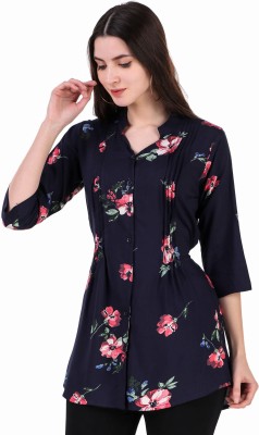 Mugni Casual Floral Print Women Dark Blue, Pink Top