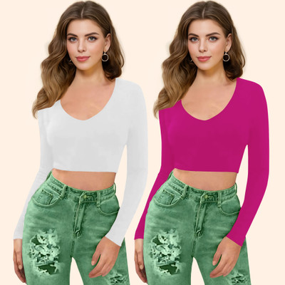 Kashonaa Casual Solid Women Pink Top
