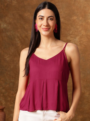ANOUK Casual Solid Women Maroon Top