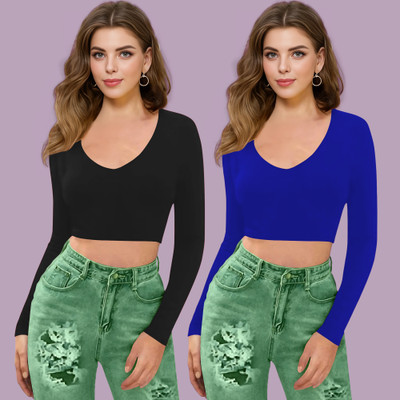 Kashonaa Casual Solid Women Blue Top