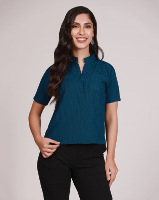 kahan Casual Solid Women Blue Top