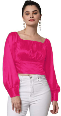 Kulfi Casual Solid Women Pink Top