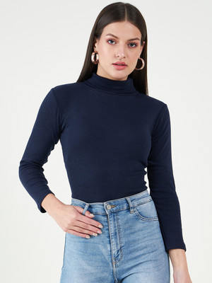 nHka Casual Solid Women Blue Top