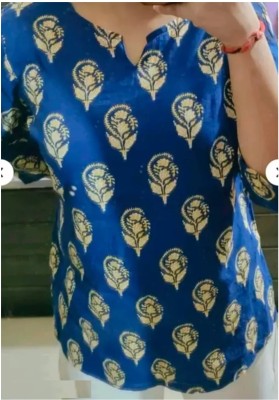 gobya Casual Printed Women Blue Top