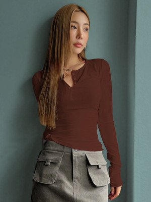 Kashonaa Casual Solid Women Brown Top