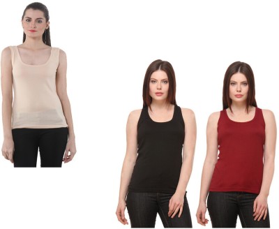 KAVYA Casual Solid Women Black, Maroon, Beige Top