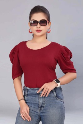 laxmi creation Casual Solid Women Red Top