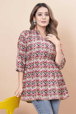 NA Creation Casual Printed Women Multicolor Top