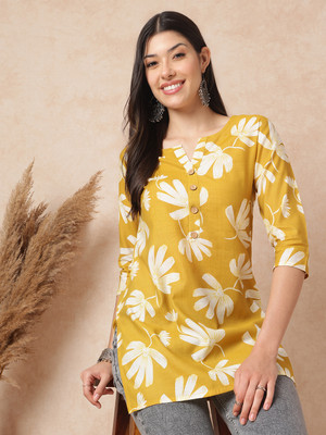 Janakdulari fashion Formal Printed Women Yellow Top