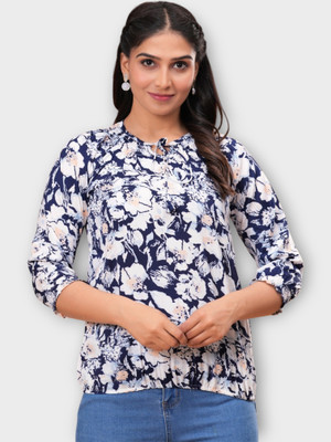 BM enterprises Casual Printed Women Blue Top