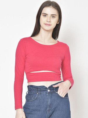 Moda Rapido Casual Solid Women Red Top