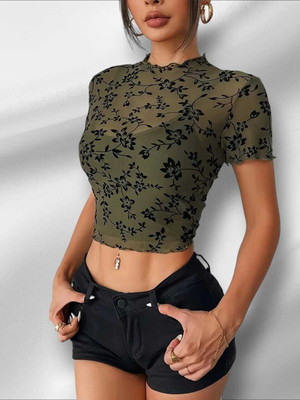 TheCozyNest Casual Printed Women Green Top