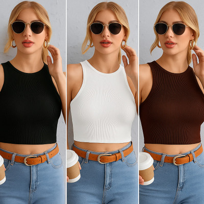 TVILLICK Casual Solid Women White, Black, Maroon Top