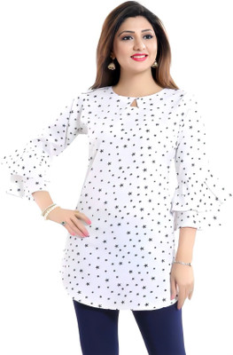 HEMANG FASHION Casual 3/4 Sleeve Printed Women White Top