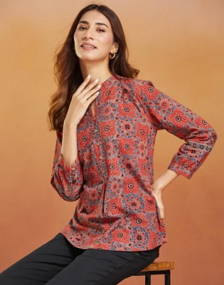 Fabindia Casual Printed Women Red Top