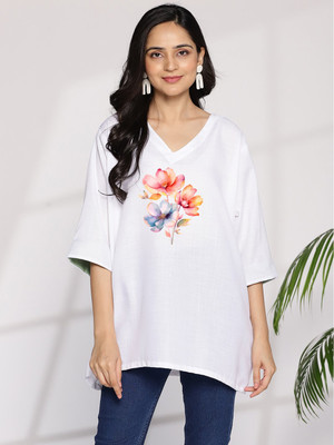 LetsDressUp Casual Printed Women White Top