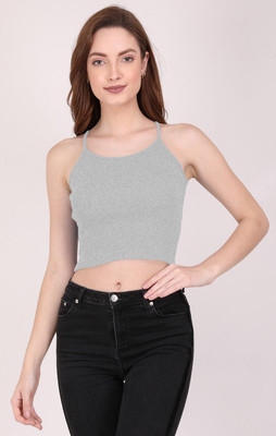THE BLAZZE Casual Solid, Self Design Women Silver Top