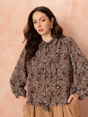all about you Casual Printed Women Brown Top