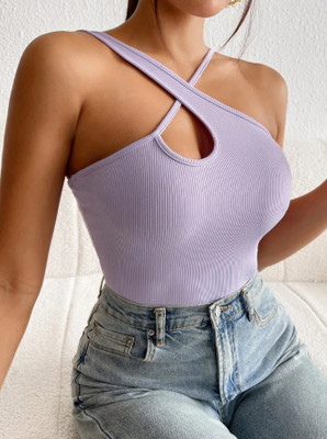 adicto hub Casual Self Design Women Purple Top