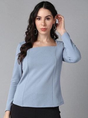 Roadster Casual Solid Women Blue Top