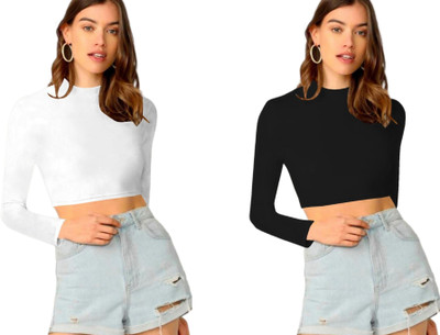 Maheshvi Casual Solid Women Black Top
