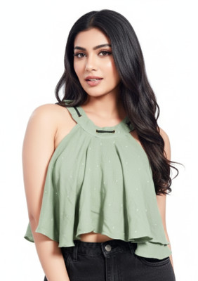 Costlee Casual Printed Women Light Green Top