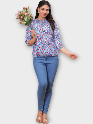 TRUSTED ENTERPRISES Casual Printed Women Blue Top