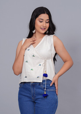 Majoka Creations Casual Printed Women White Top
