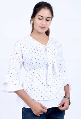 MY CHOICE TRENDY WOMEN TOP Casual Printed Women White Top