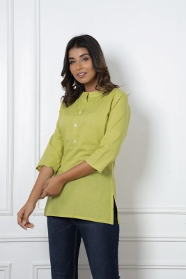 Flavia Creation Casual Solid Women Green Top