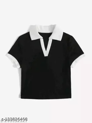 OWN FASHION CLASSIC Casual Solid Women Black Top