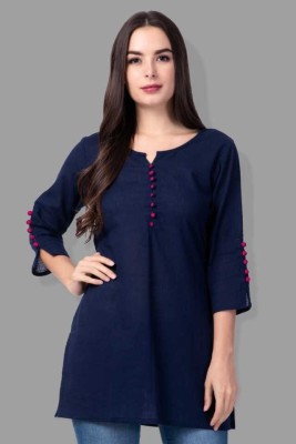 WHY SO FAB Casual Solid Women Blue Top