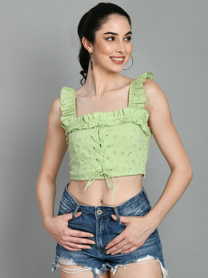 Fiorenza Party Self Design Women Green Top