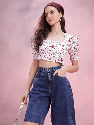 Dressberry Casual Printed Women White Top