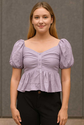 Harmi collection Casual Solid Women Purple Top