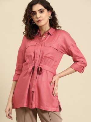 all about you Casual Solid Women Pink Top