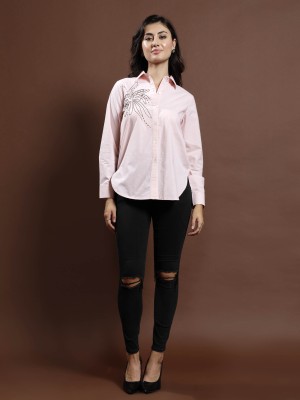 ATHENA Women Self Design Casual Pink Shirt