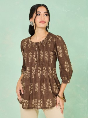 Styli Casual Printed Women Brown, Beige Top